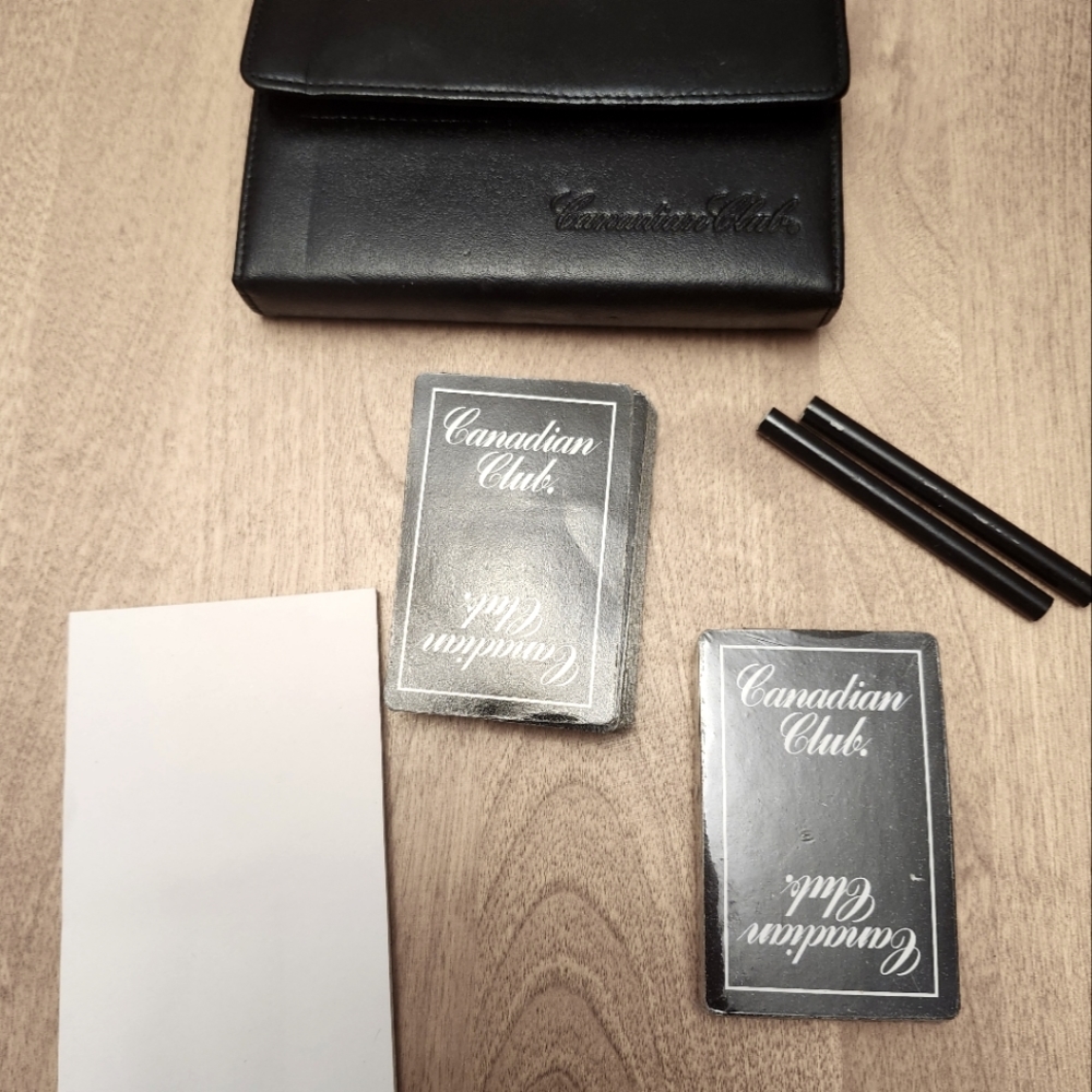 Vintage Leather Canadian Club two deck playing Card set